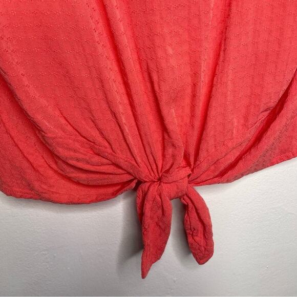 Buffalo David Bitton Coral Tie-Front Relaxed Tee Viscose Size M - Picture 5 of 11